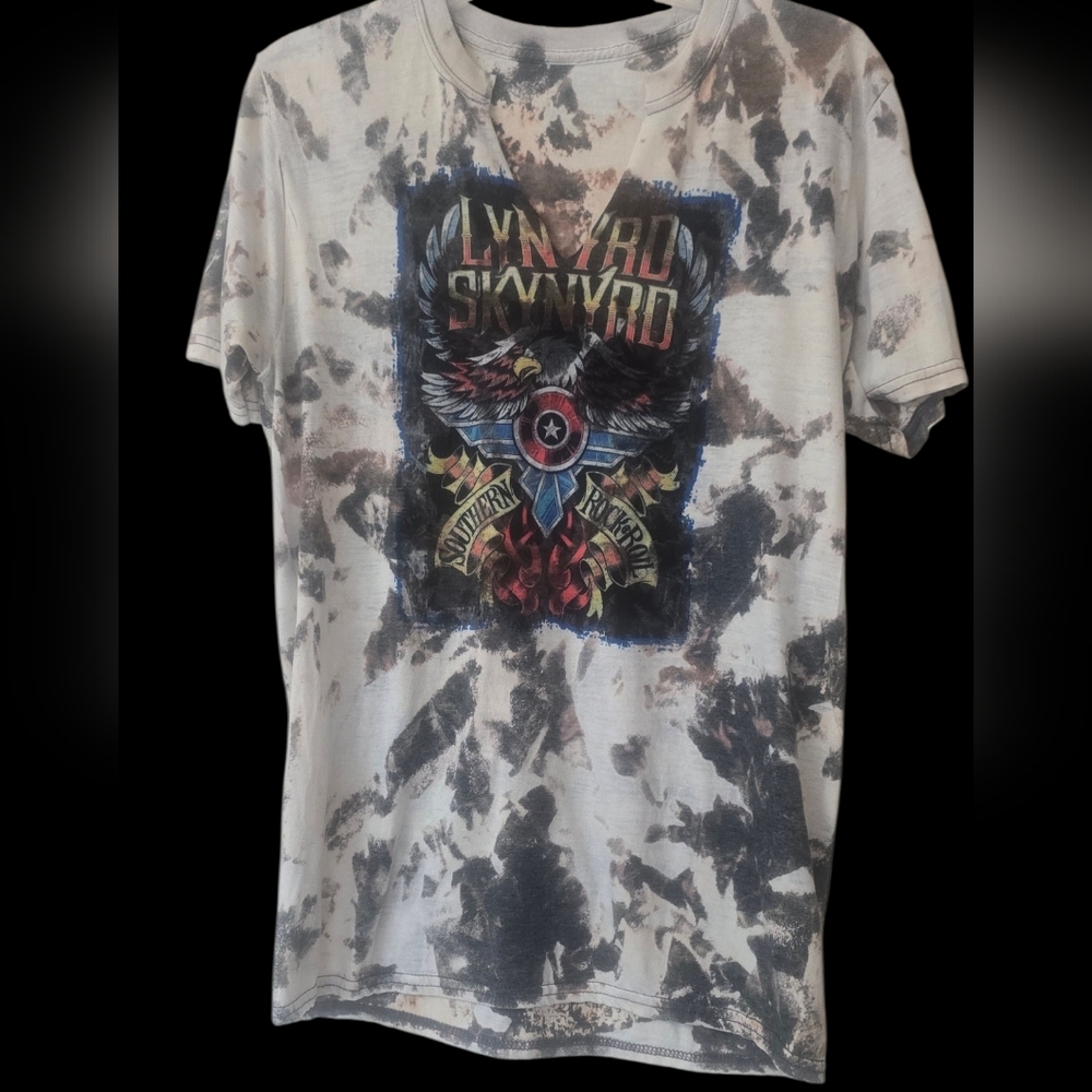 Lynyrd Skynyrd Graphic Tie-Dye Tee - Black & White Size L unisex